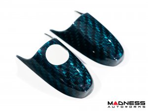 FIAT 500 Exterior Door Handle Kit - Carbon Fiber - Verde Azzurro (Blue-Green)